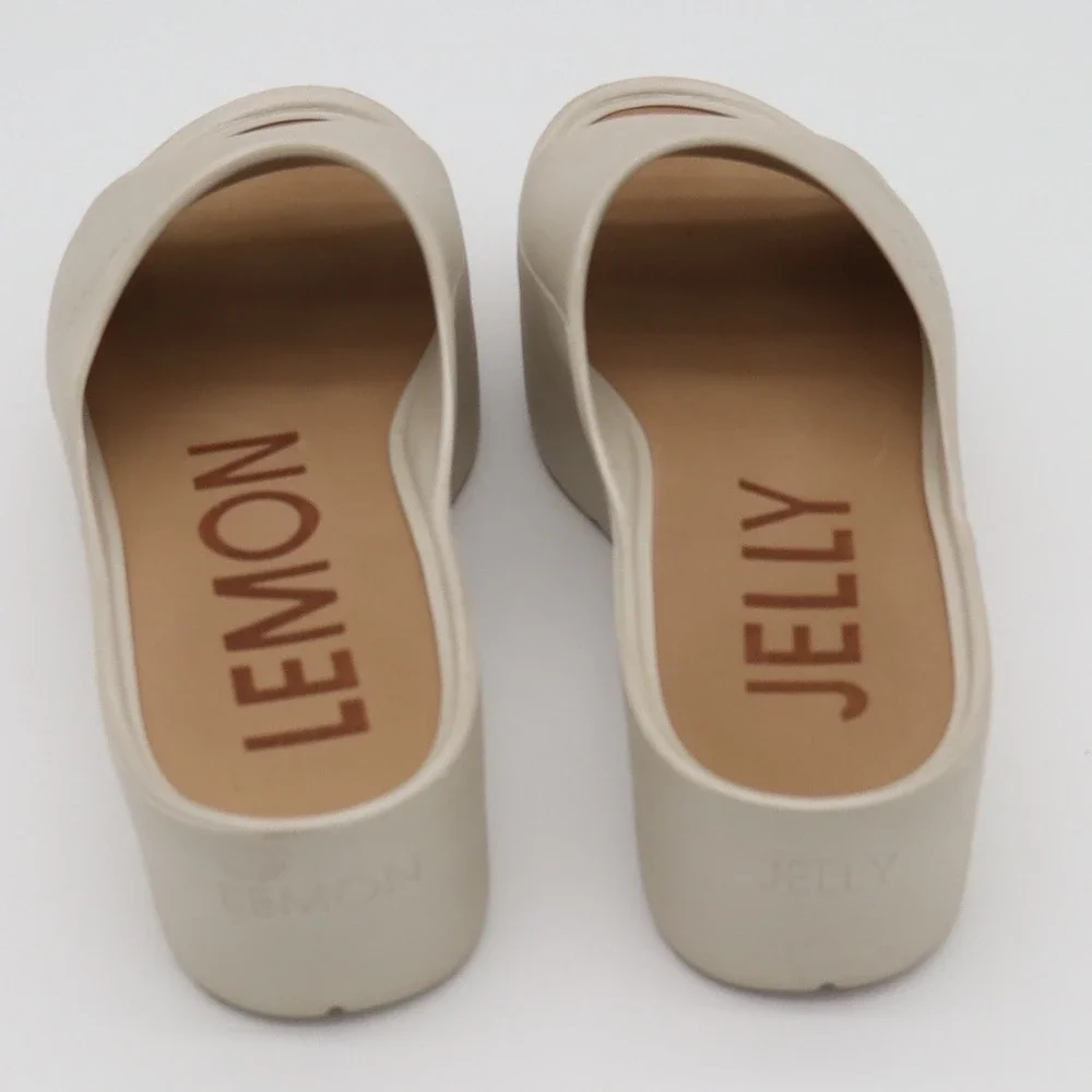 Lemon Jelly Sandals Womens 38 Sunny Platform Slide Beige Vegan Excellent